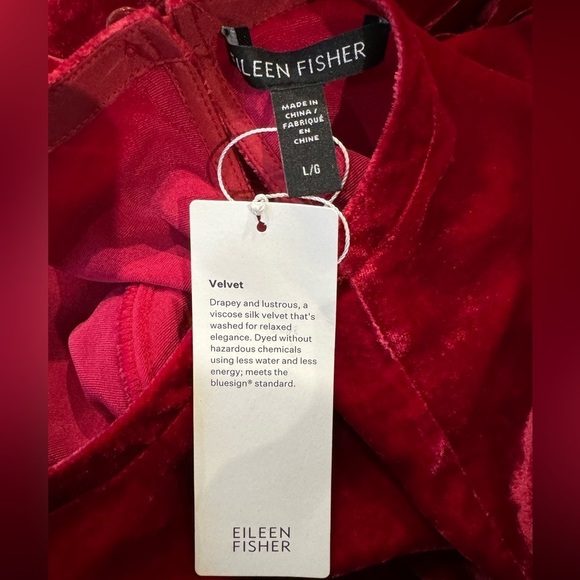 EILEEN FISHER Ruby Velvet Crew Neck Silk and Viscose Dress NEW Christmas Holiday - Picture 6 of 7